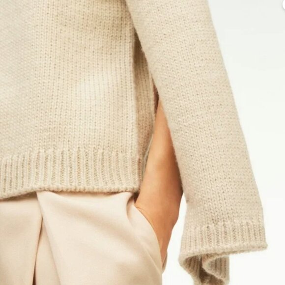 Zara Limited Edition Split Sleeve Wool Alpaca Sweater Ecru Ivory Knit Size XL - Picture 5 of 10